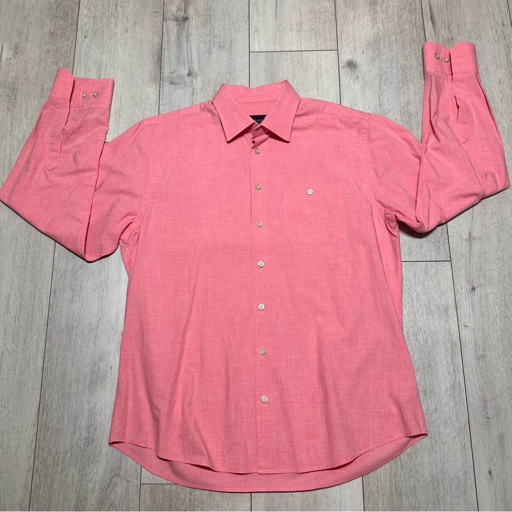 Scott Barber Long Sleeve Button Down Shirt Pink Classic Fit Cotton Size medium